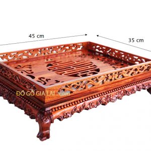 khay trà chân quỳ gỗ hương