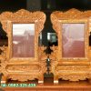 mẫu khung ảnh hoa mai có mành gỗ gõ đỏ 20x30