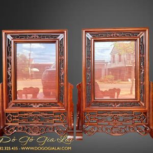 mãu khung ảnh kép chạm dơi kim tiền gỗ hương 20x30