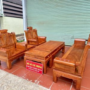bộ bàn ghế âu á 6 món gỗ hương đá