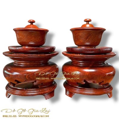 cặp ly nước cúng bằng gỗ hương gia lai
