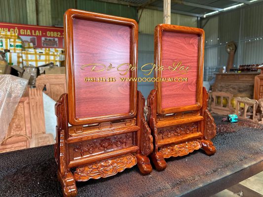 khung ảnh thờ gỗ hương hoa sen