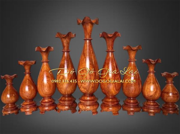 bộ lục bình 9 món gỗ hương