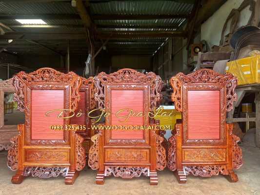 khung ảnh thờ gỗ hương chạm tứ linh