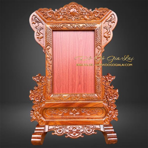 khung ảnh thờ gỗ hương chạm hoa mai