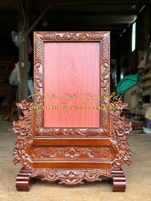 khung ảnh thờ hoa mai không mành màu nâu sậm